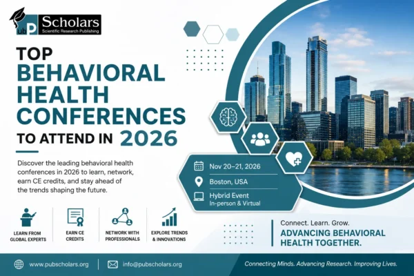 Top Behavioral Health Conferences 2026 feature image highlighting Boston hybrid event, networking, CE credits, research, and innovation.